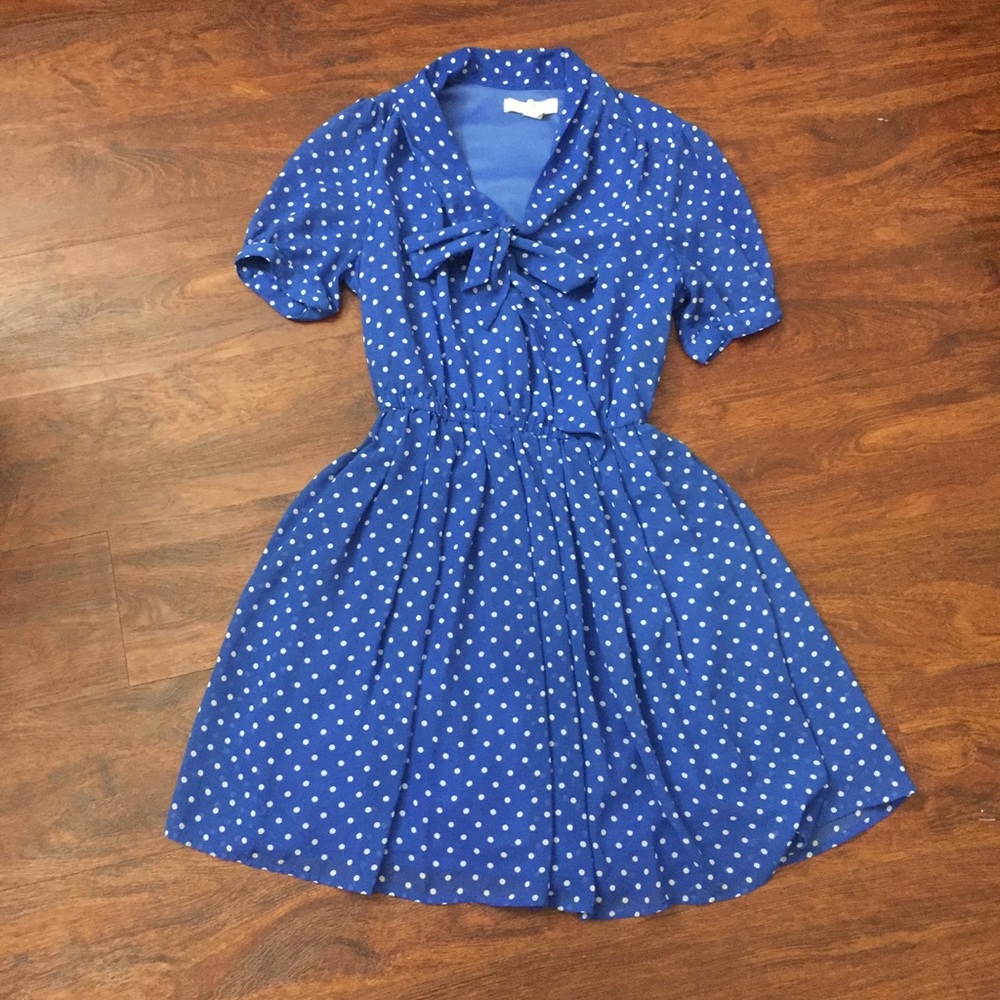 Forever 21 Blue Polka Dot Vintage-Inspired Dress